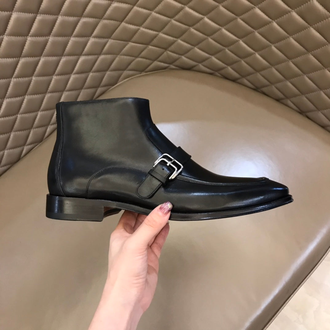 HM Men's Monk Boot Black Cowhide 527897