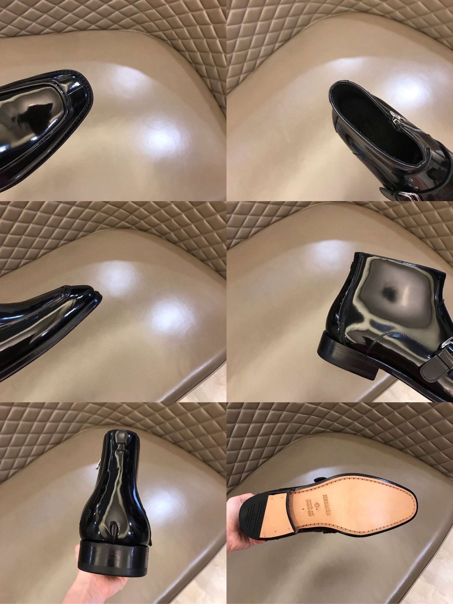 HM Men's Monk Boot Black Patent Leather 527898