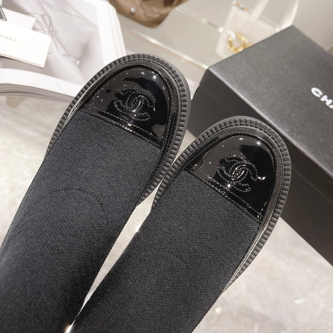 CC Short Boots 45mm Black Stretch Wool And Cowhide