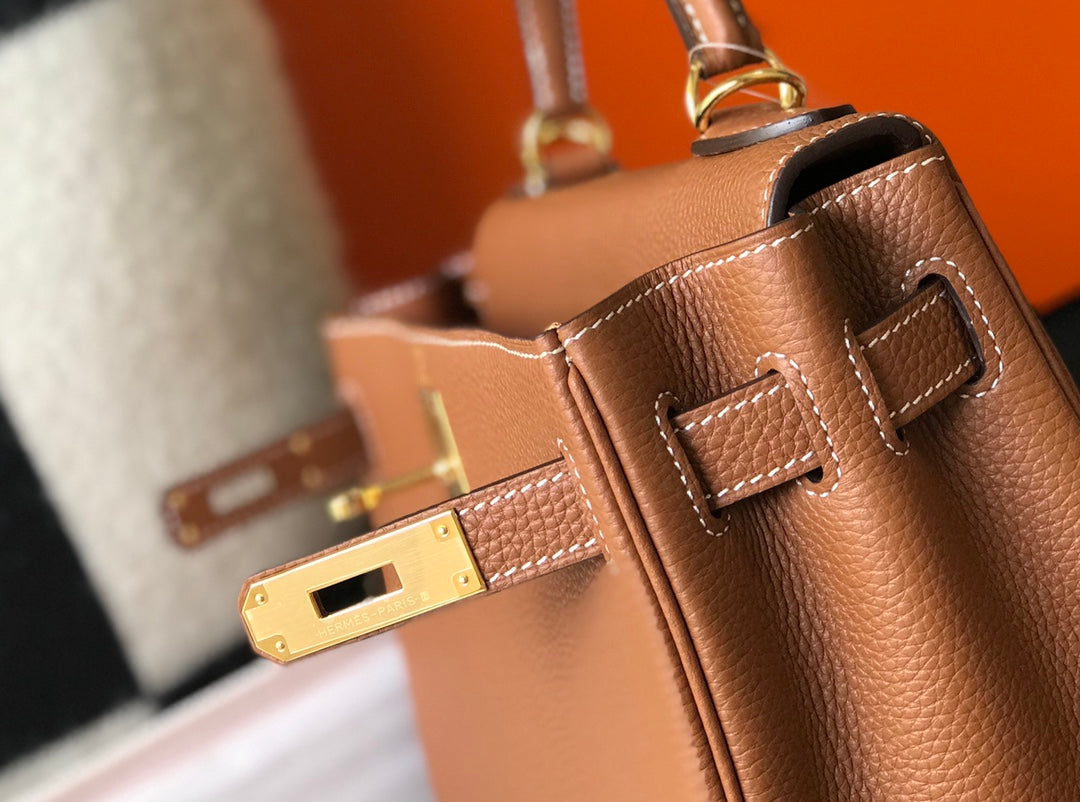 HM KELLY 25CM YELLOW OCHRE TOGO GOLD HARDWARE