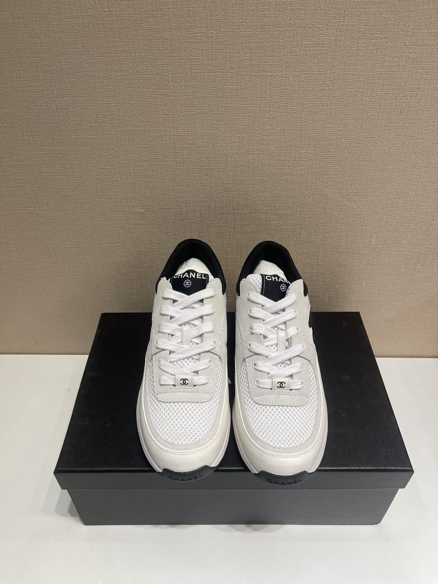 CC Sneaker White Calfskin Grey Suede