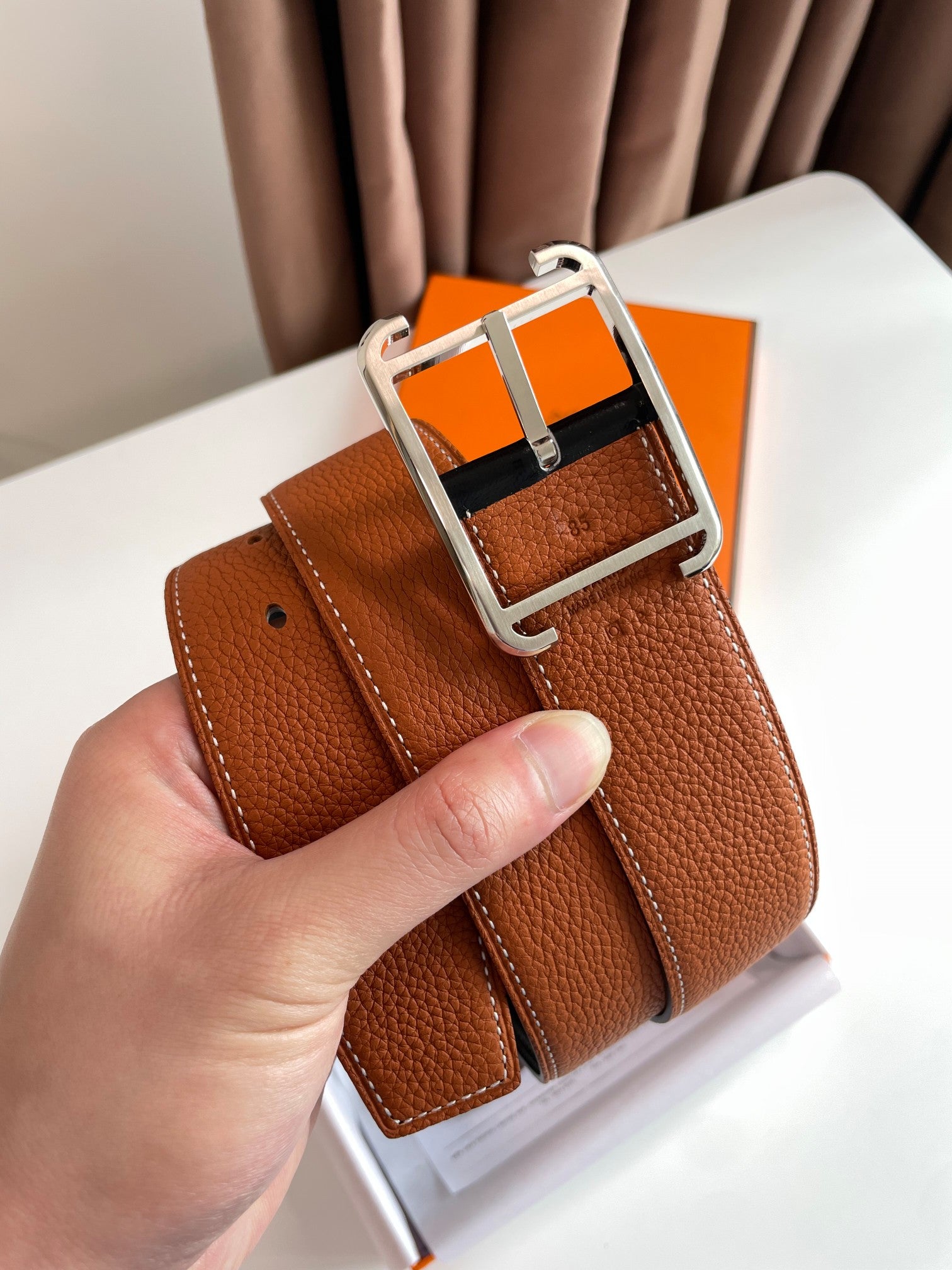 HM Society 38mm Reversible Belt Black Brown Leather 187792