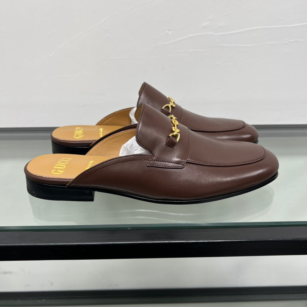 GG Men's Mule Brown Premium Calfskin 559040