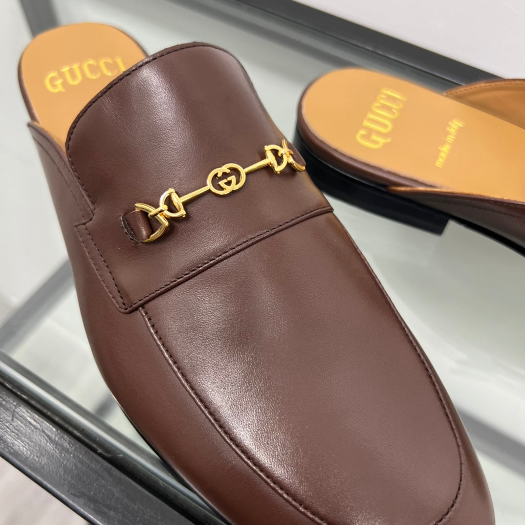 GG Men's Mule Brown Premium Calfskin 559040