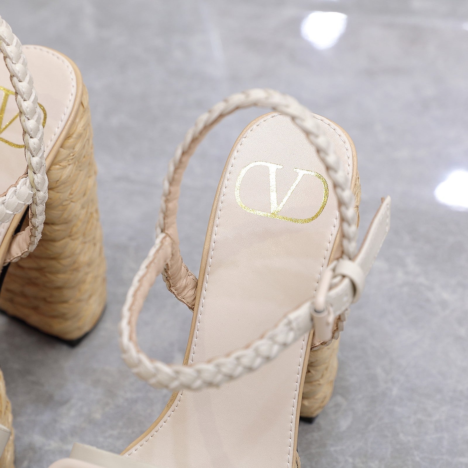 VT 25 Platform Sandals White Cowhide Espadrilles