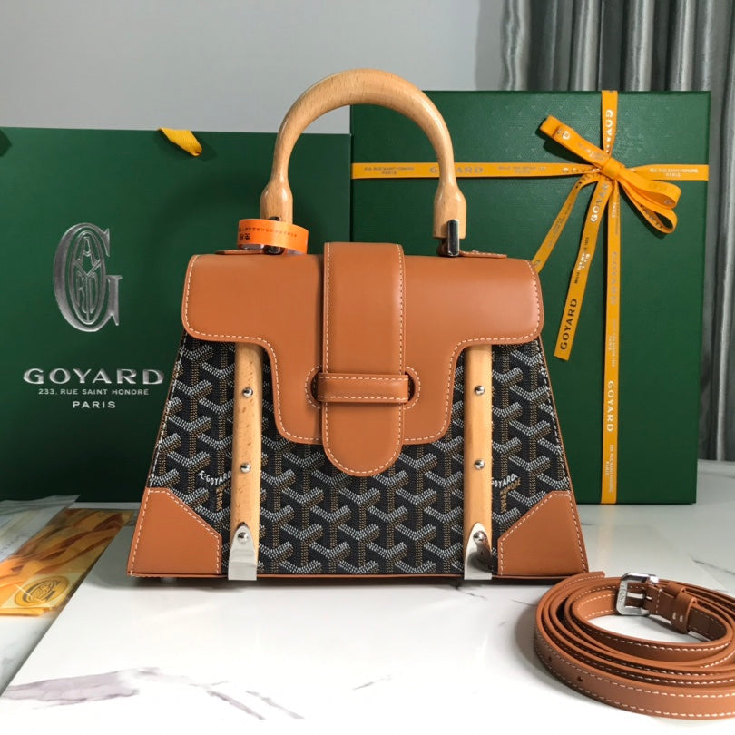 SAÃGON PM BAG 28 IN BROWN GOYARDINE CANVAS AND CALFSKIN