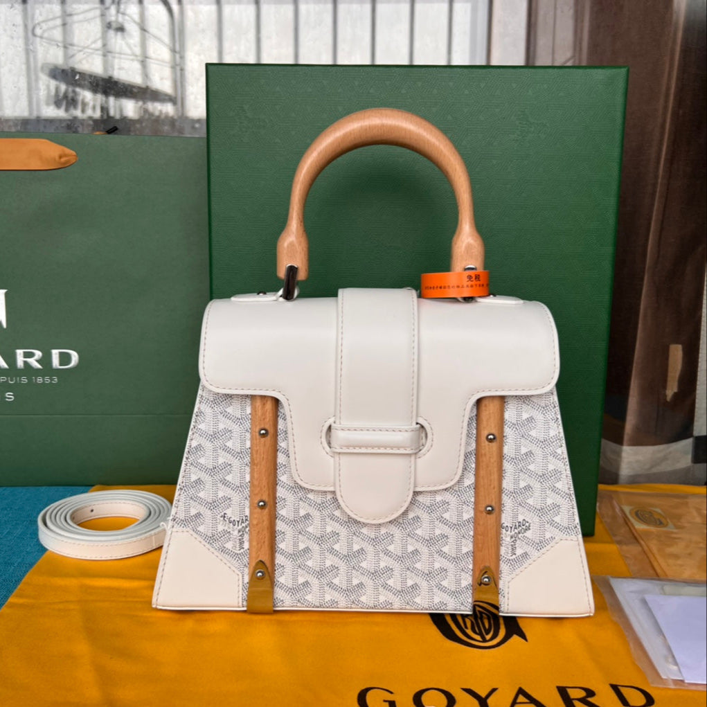 SAÃGON PM BAG 28 IN WHITE GOYARDINE CANVAS AND CALFSKIN