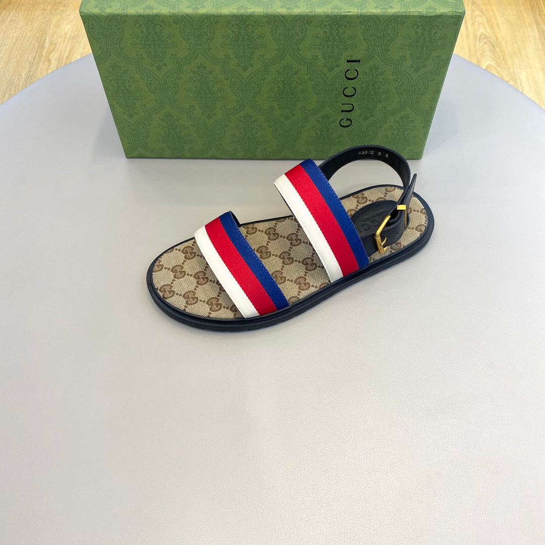 GG Men's Web Sandals Brown Canvas 558896