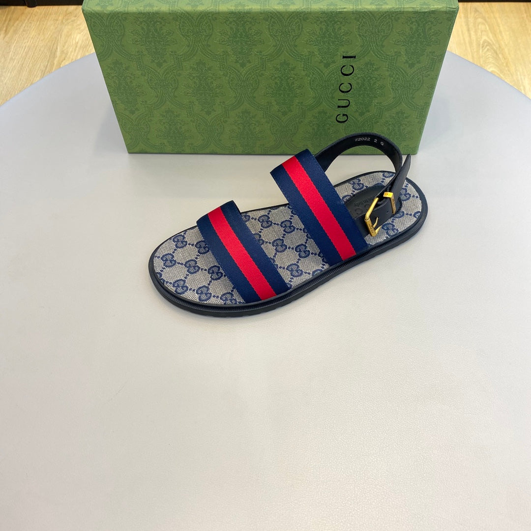 GG Men's Web Sandals Blue Canvas 558887