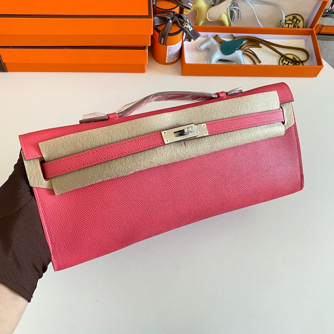 HM Kelly Cut 31 Amaranth Epsom Leather Silver Hardware 229043
