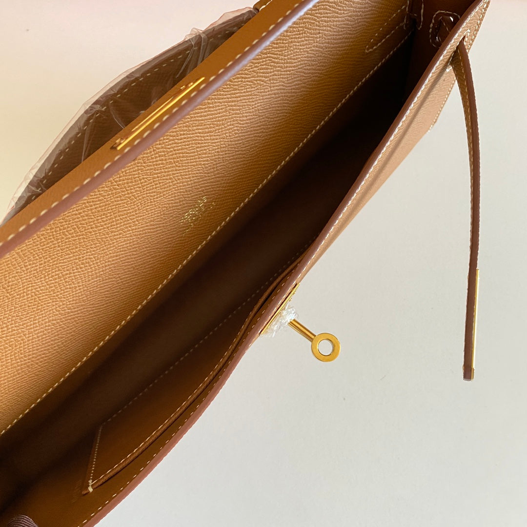 HM Kelly Cut 31 Peanut Butter Epsom Leather Gold Hardware 229057