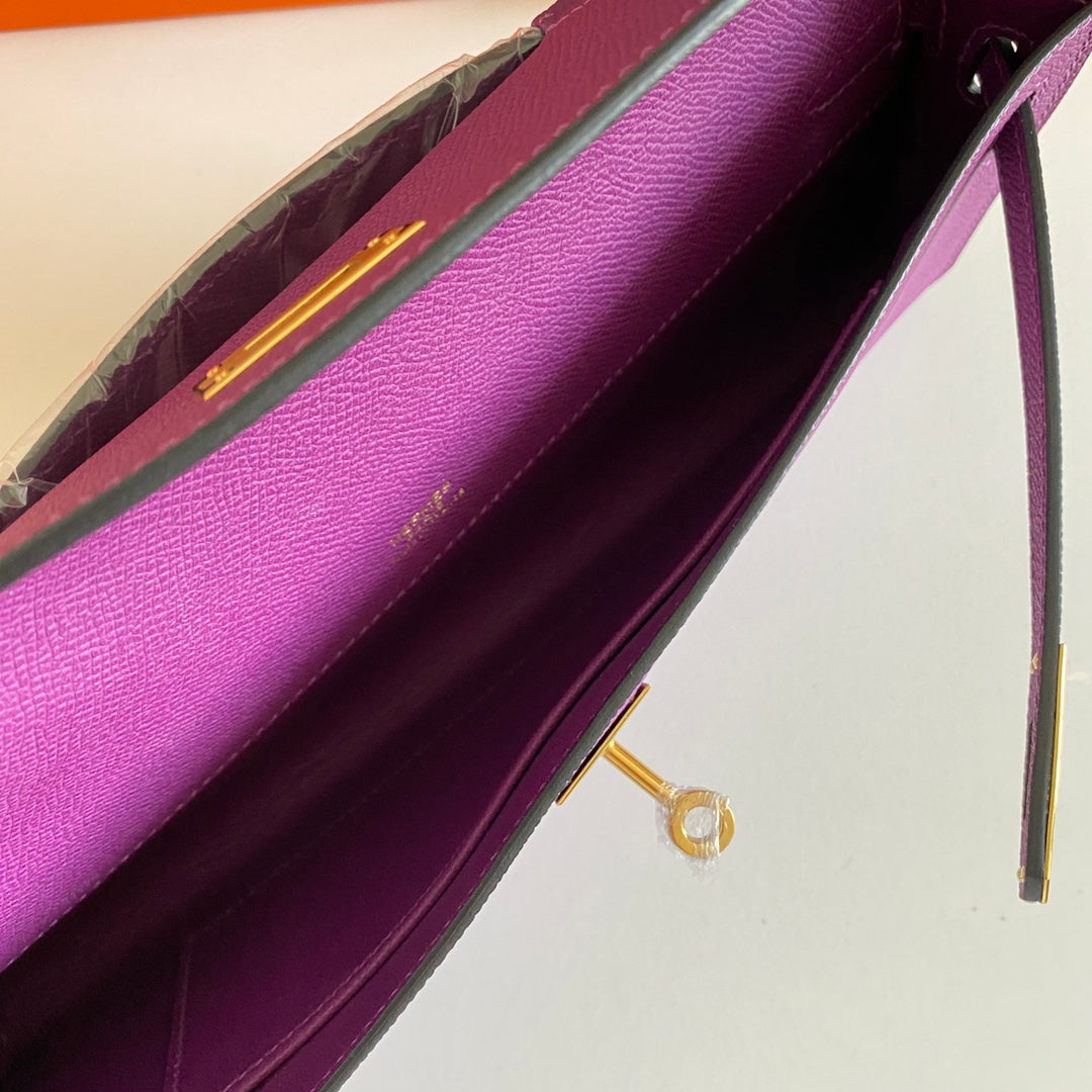 HM Kelly Cut 31 Violet Epsom Leather Gold Hardware 229037