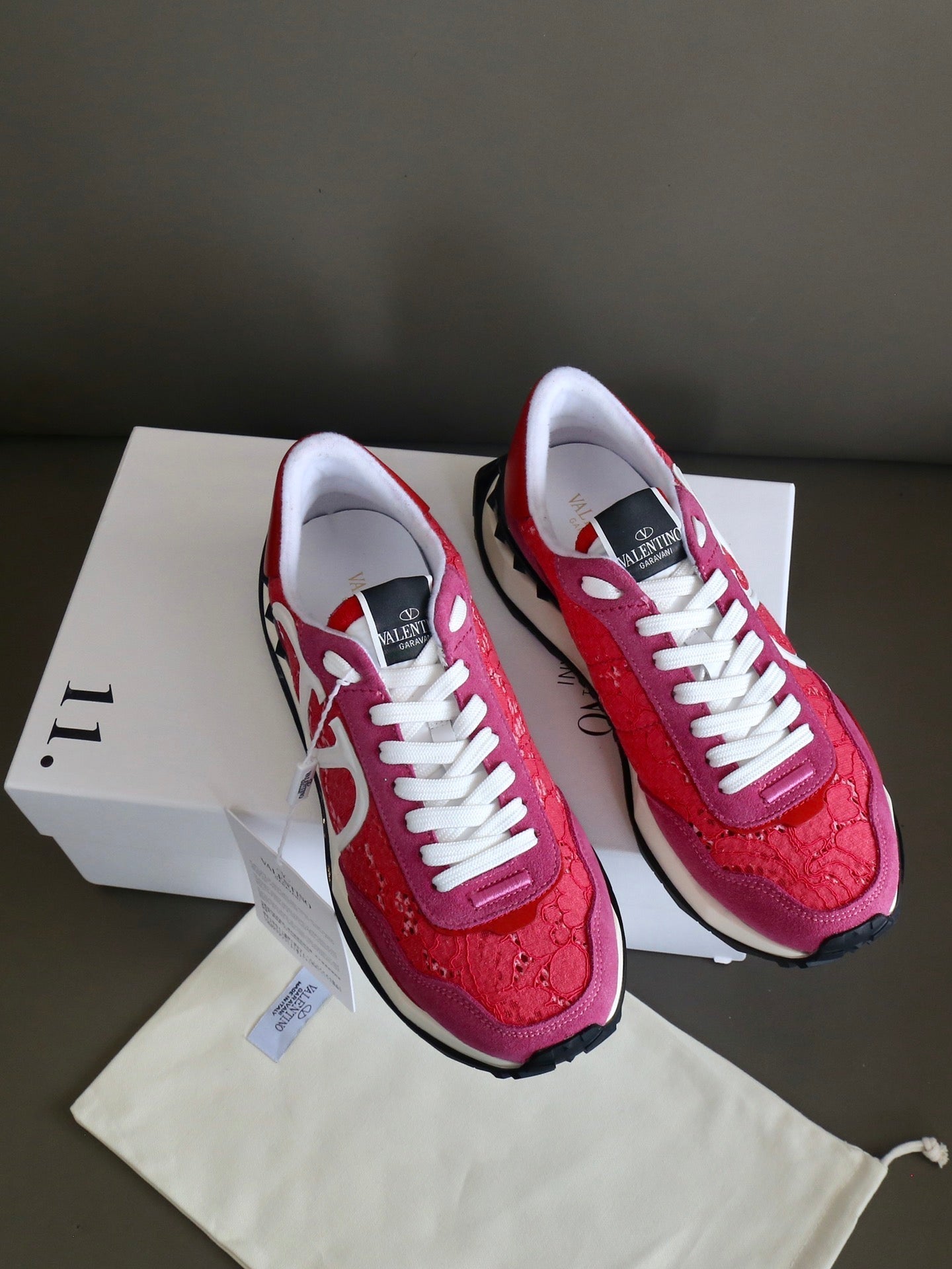 VT Lace Sneaker Pink Red Suede Leather 349048