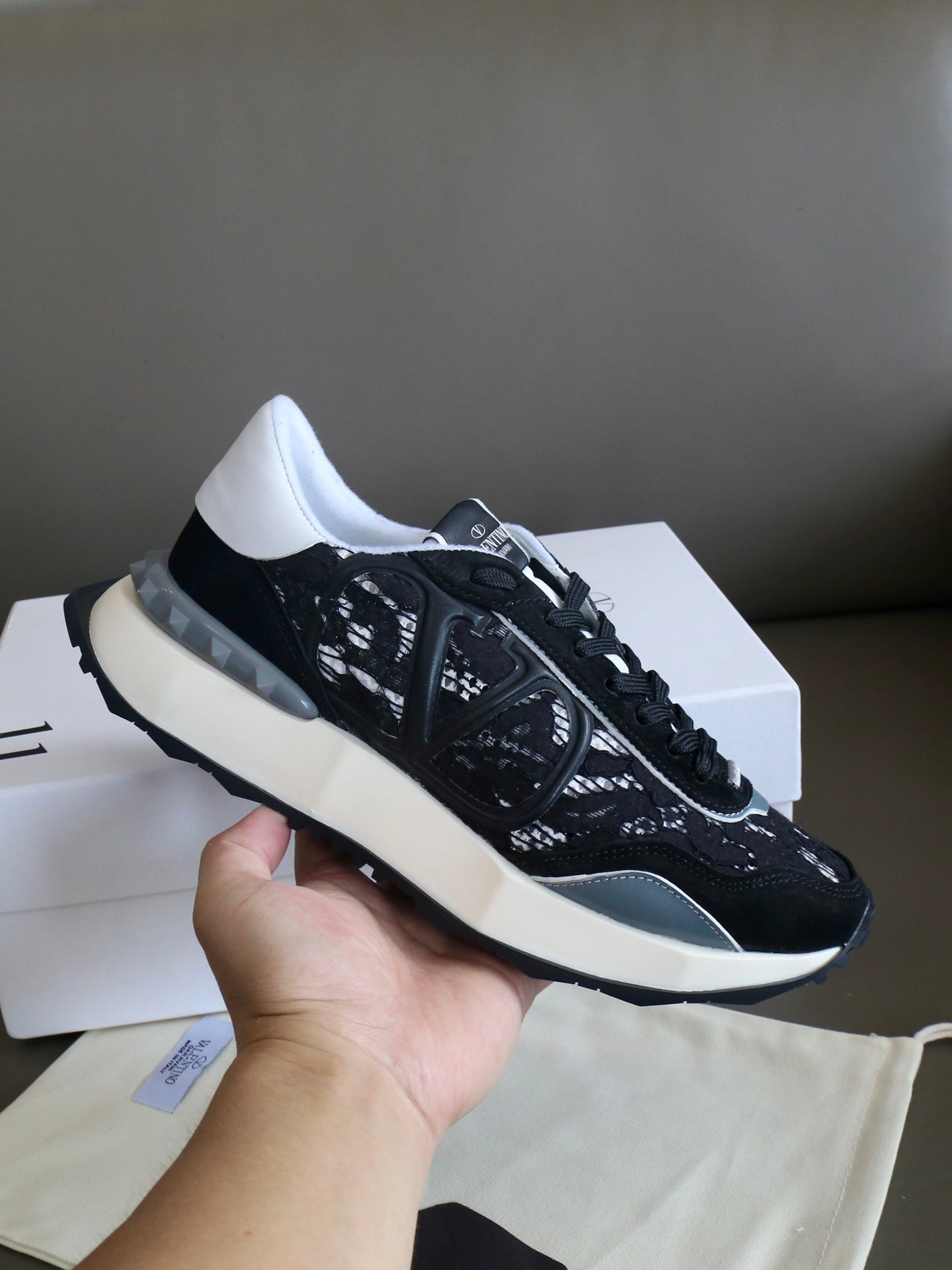 VT Lace Sneaker Black Suede Leather