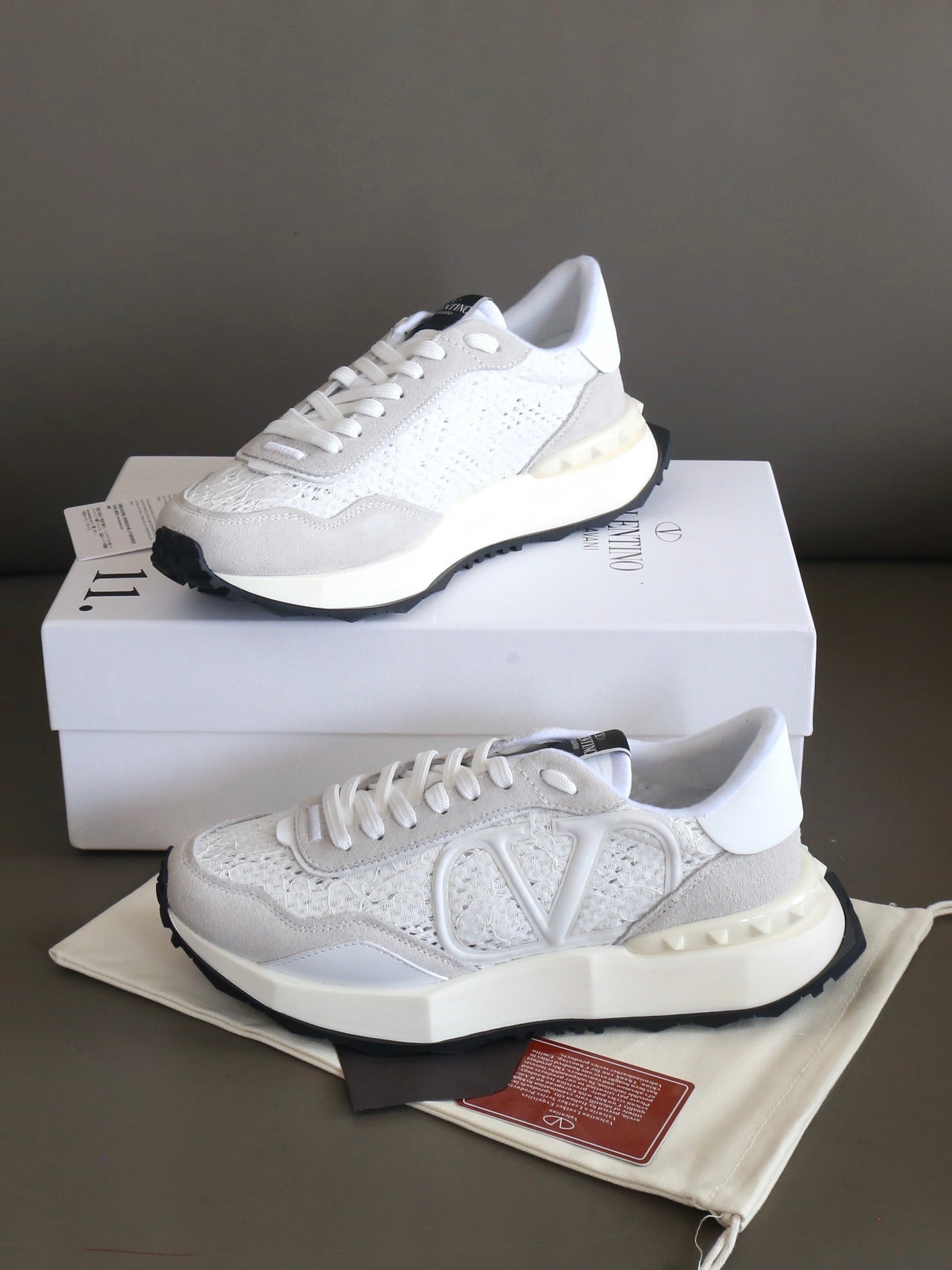 VT Lace Sneaker White Suede Leather