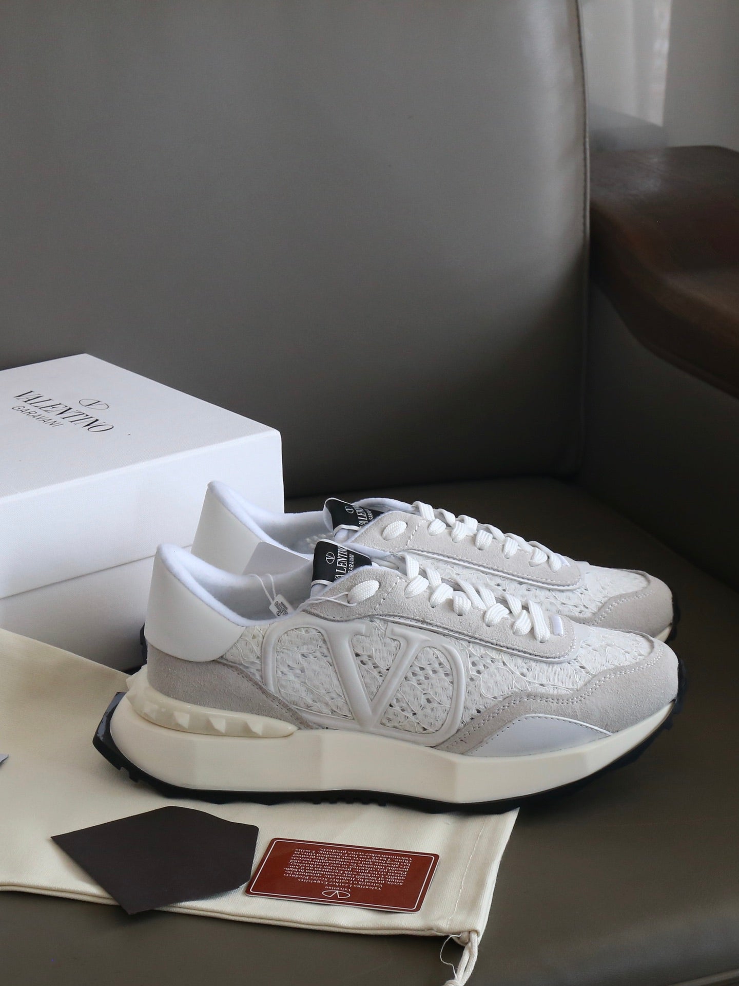 VT Lace Sneaker White Suede Leather