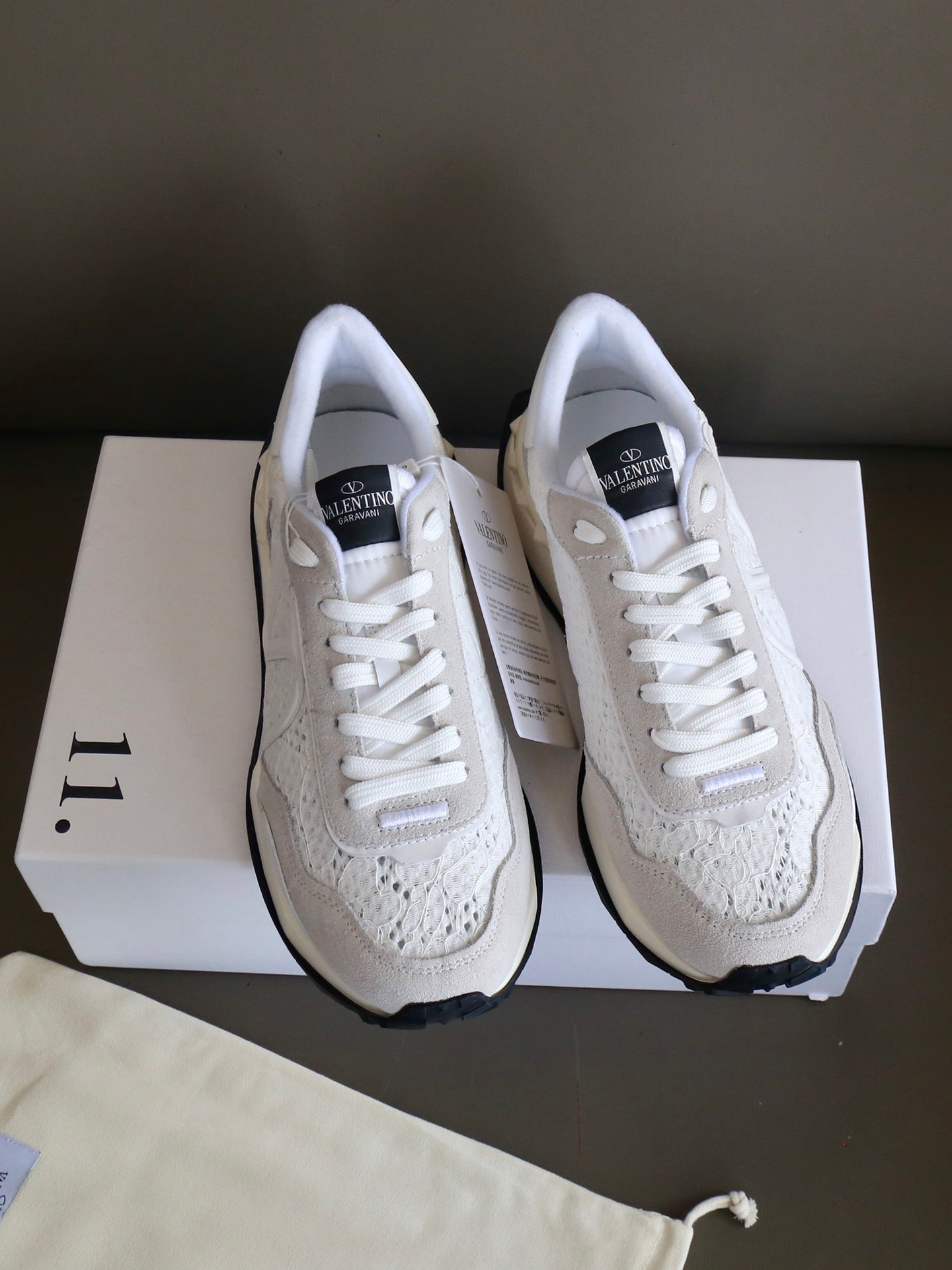 VT Lace Sneaker White Suede Leather