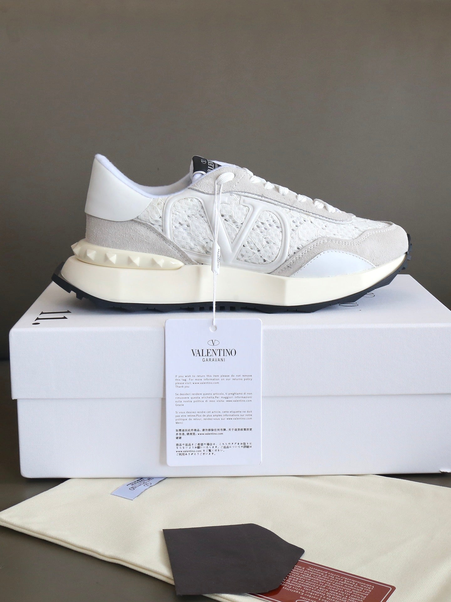 VT Lace Sneaker White Suede Leather