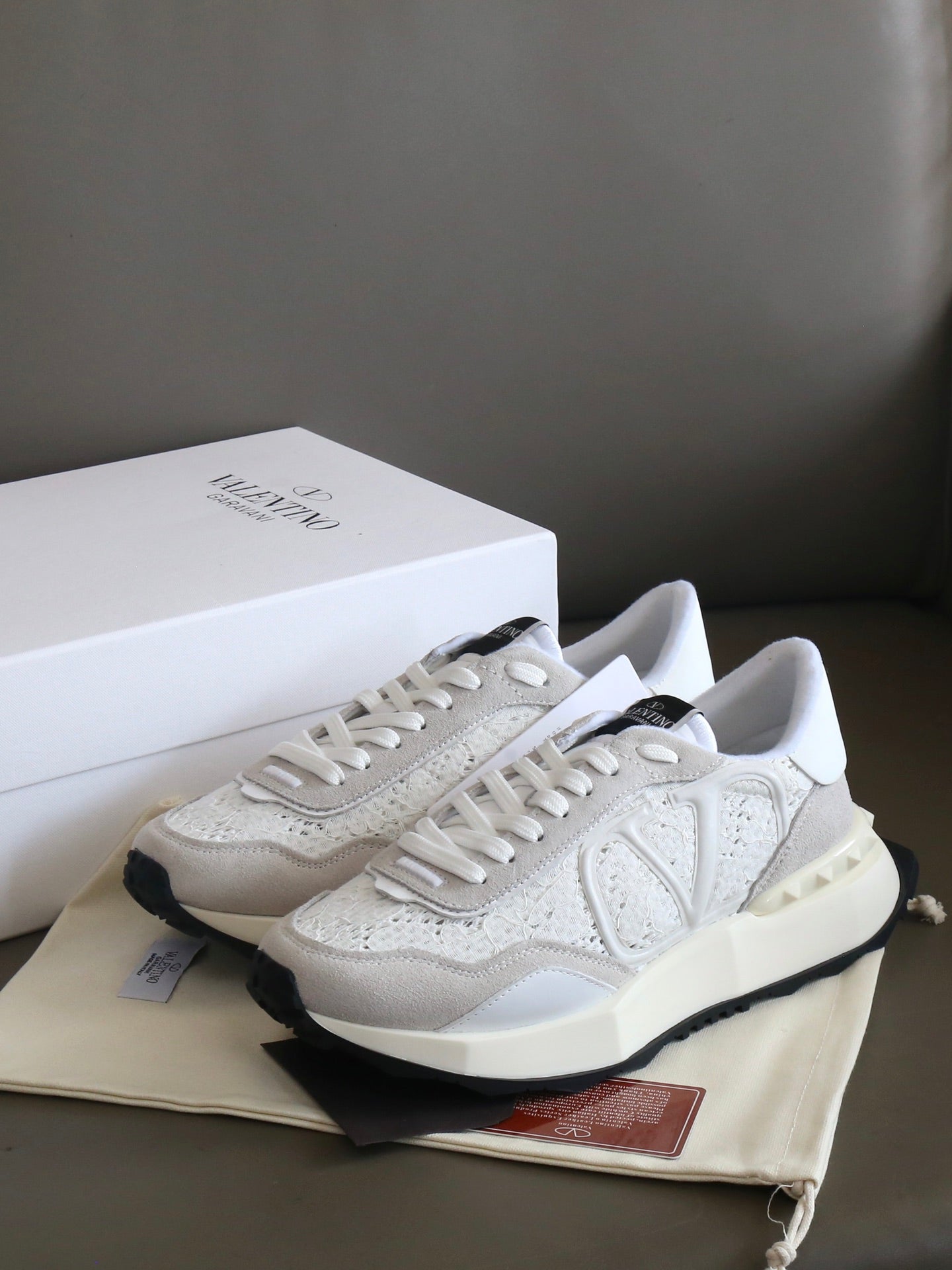 VT Lace Sneaker White Suede Leather