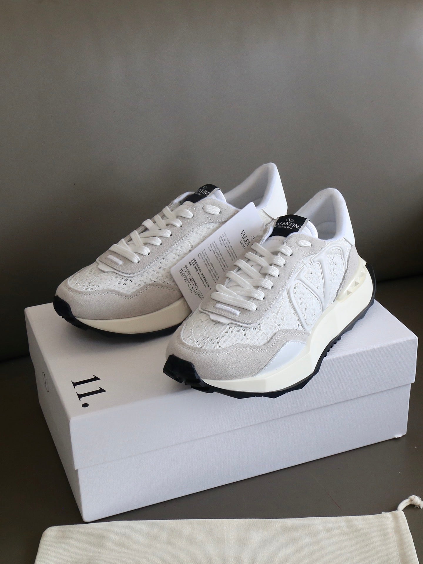 VT Lace Sneaker White Suede Leather