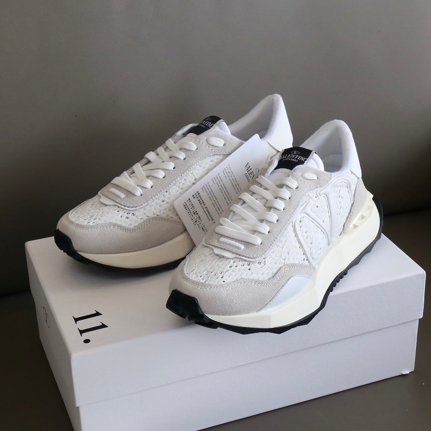 VT Lace Sneaker White Suede Leather