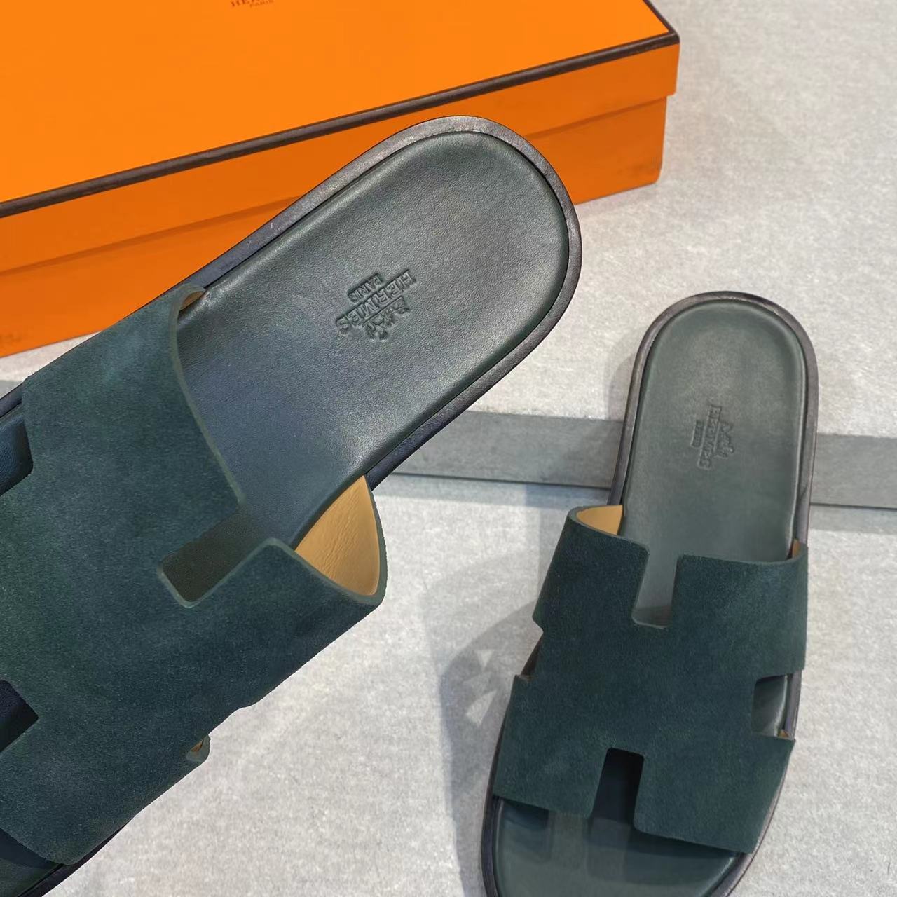 HM Men's Izmir Slide Dark Green Suede 669096