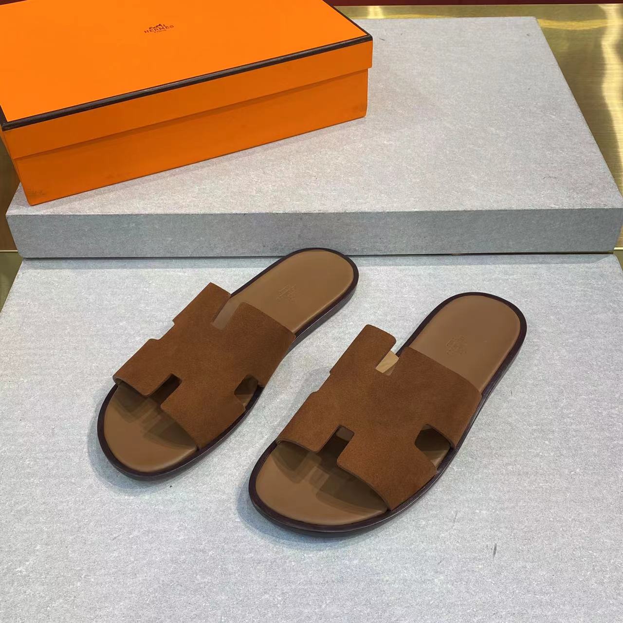 HM Men's Izmir Slide Brown Suede 669094