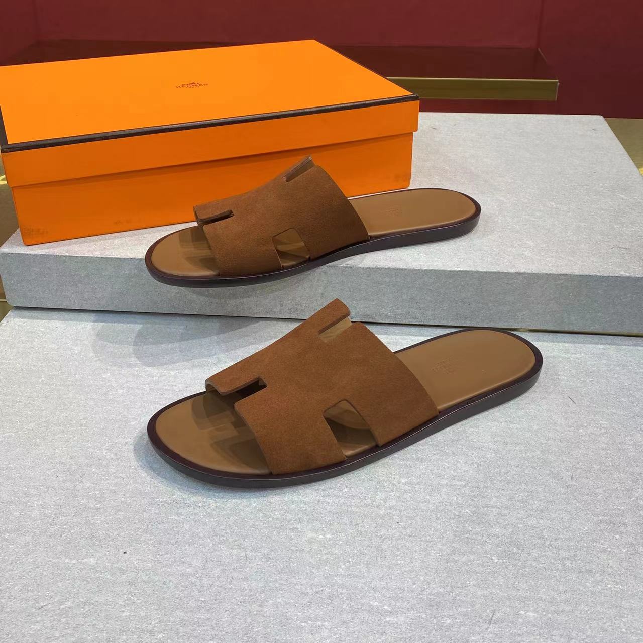 HM Men's Izmir Slide Brown Suede 669094