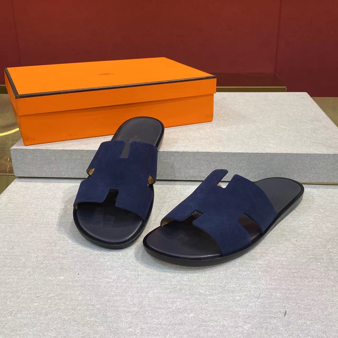 HM Men's Izmir Slide Blue Suede 669093