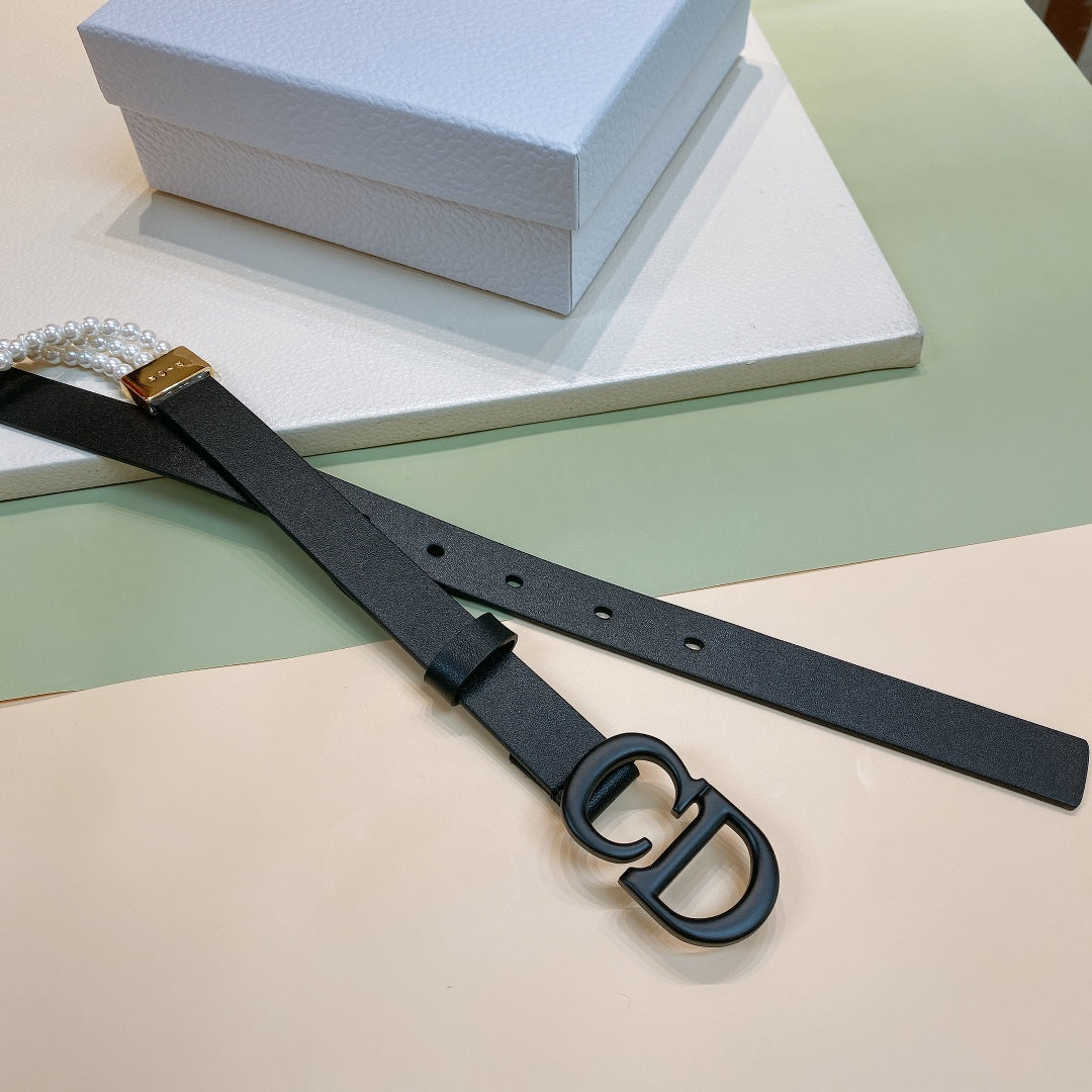 Dior 2026 Montaigne Pearls Belt 20mm Leather