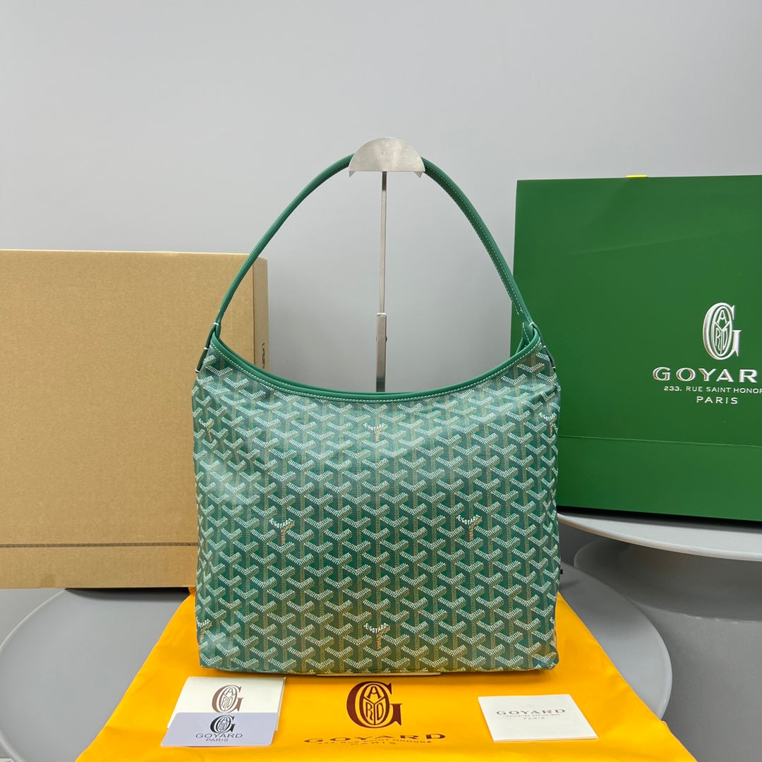 HOBO BOHÃˆME 34 IN GREEN GOYARDINE CANVAS AND CALFSKIN