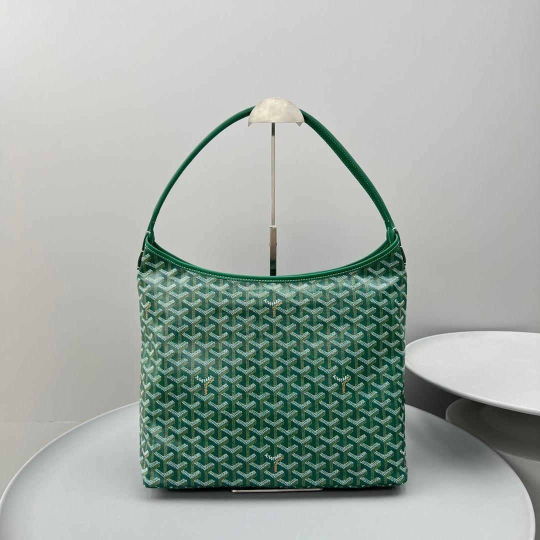 HOBO BOHÃˆME 34 IN GREEN GOYARDINE CANVAS AND CALFSKIN