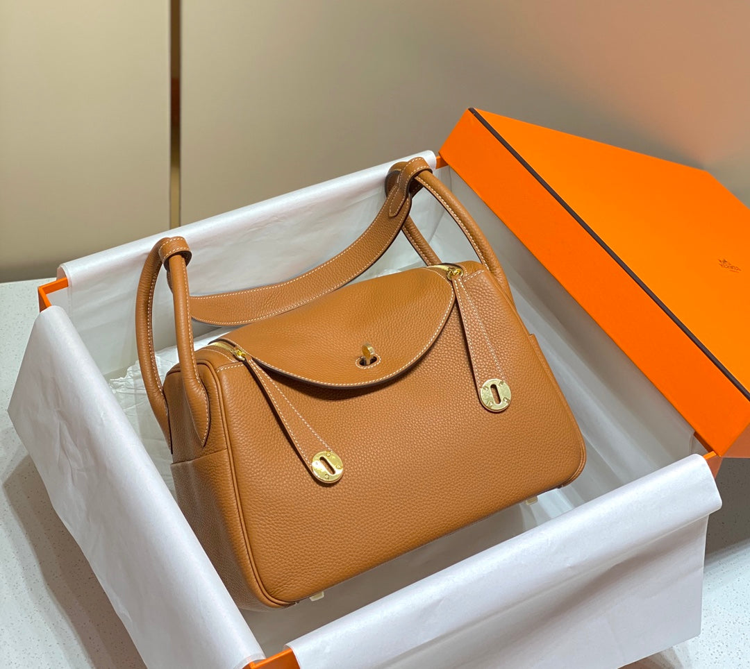 HM LINDY 30 BAG ORANGE TAURILLON CLEMENCE LEATHER