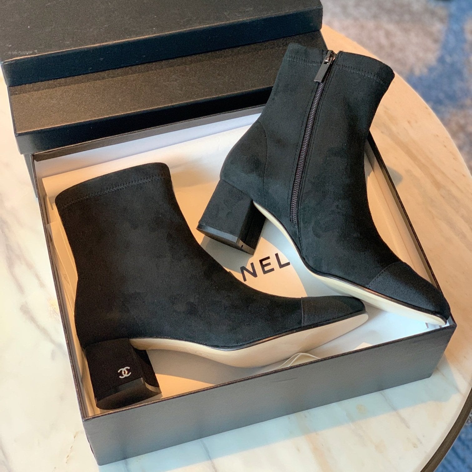 CC Ankle Boots 50mm Black Suede And Lycra Fabric 940055