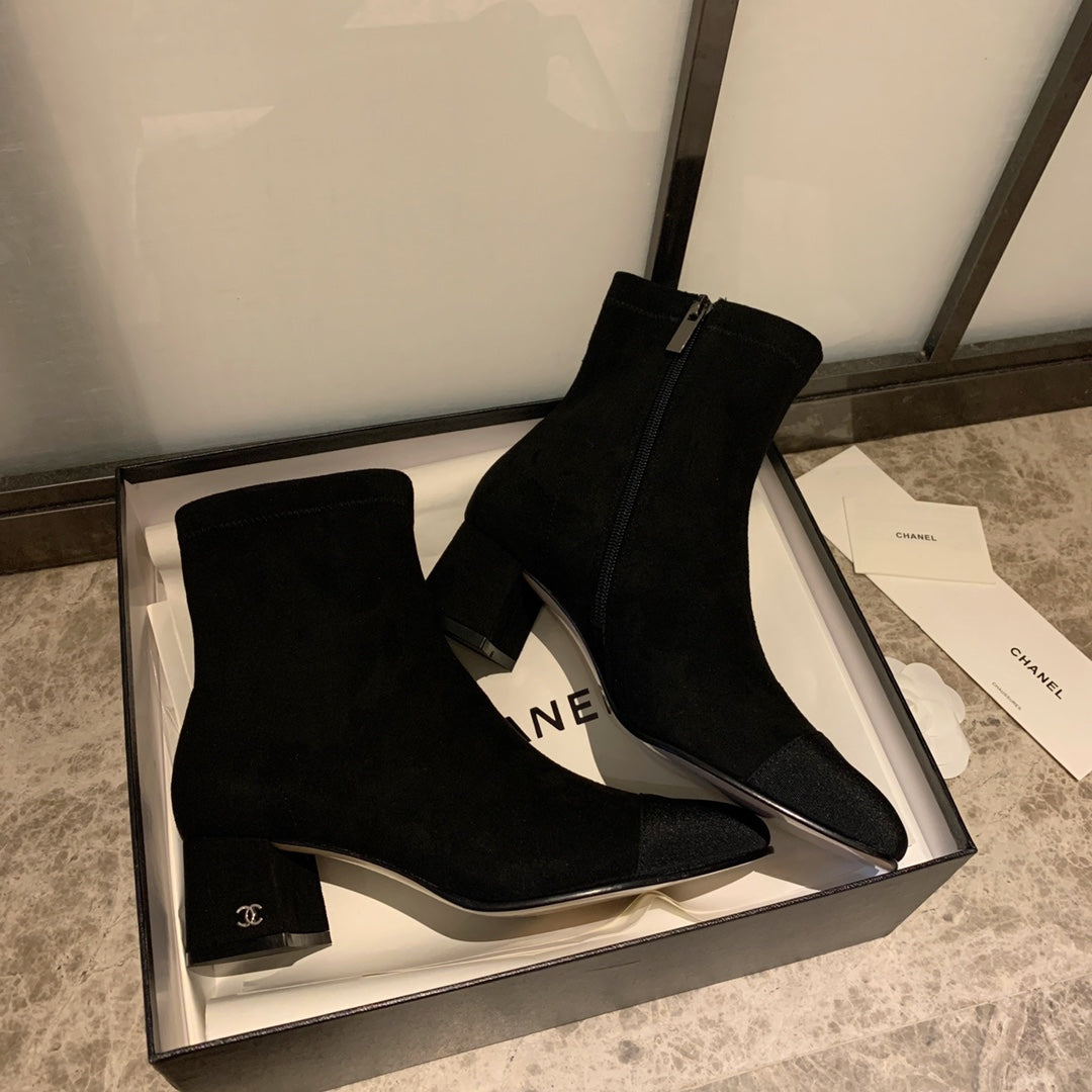 CC Ankle Boots 50mm Black Suede And Lycra Fabric 940055