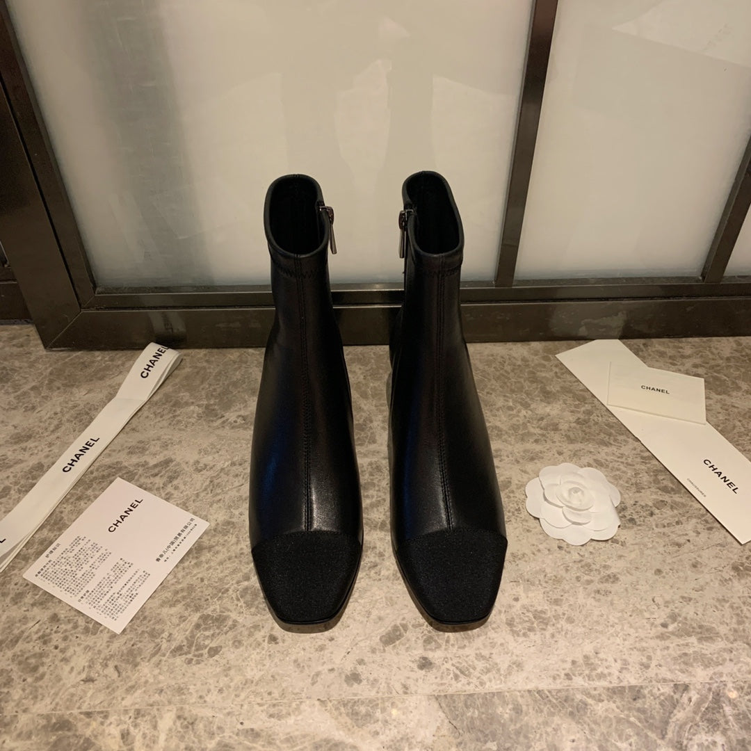 CC Ankle Boots 50mm Black Lambskin And Lycra Fabric 940057