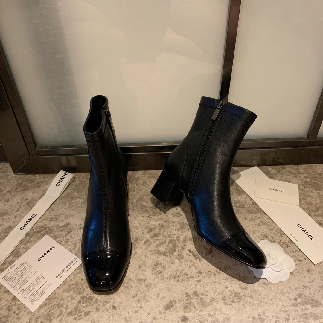 CC Ankle Boots 50mm Black Lambskin And Glossy Cowhide 940059