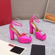 Open Toe Pump With One Stud Diamond Patent Pink Leather 130MM
