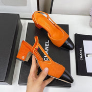 CC Slingback 60mm Orange Lambskin And Horsehair