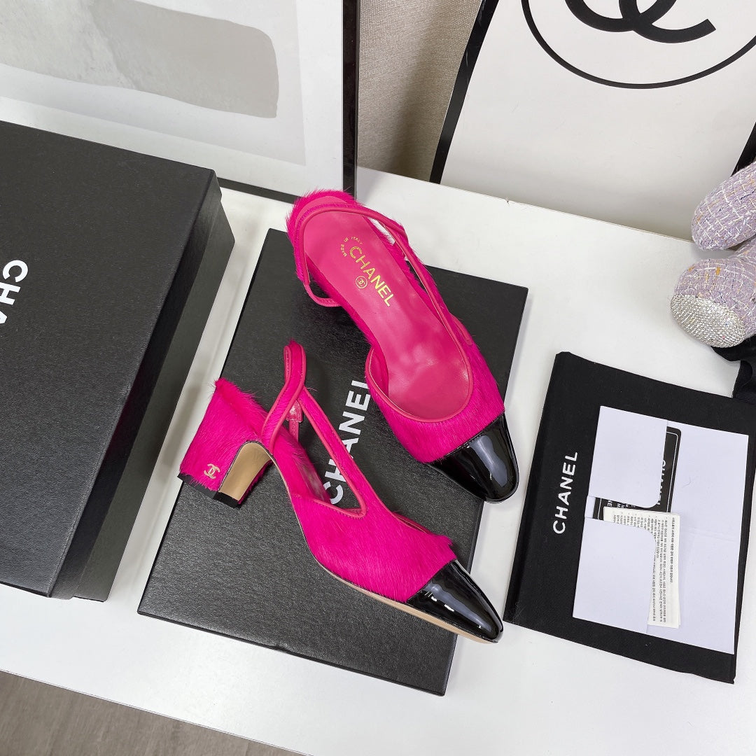CC Slingback 60mm Dark Pink Lambskin And Horsehair