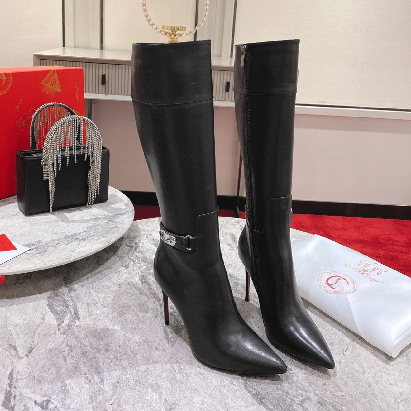 CL Lock Kate High Boots 100mm Calfskin Black