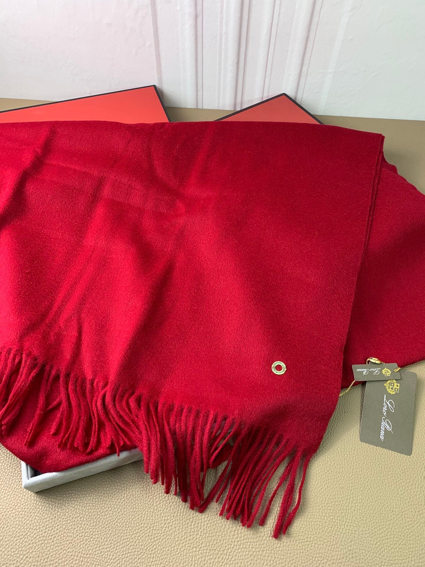 LP Grande Unita Scarf 200 CM In Dark Red Cashmere 378392