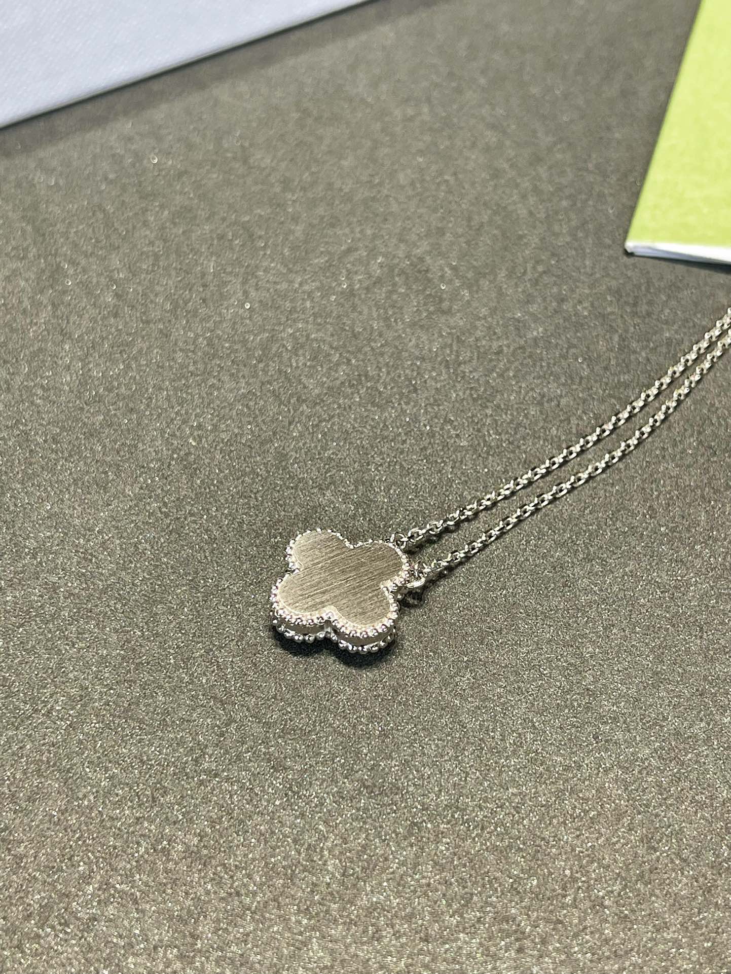 VCA Clover Vintage Turquoise Sliver 1 Diamond Necklace