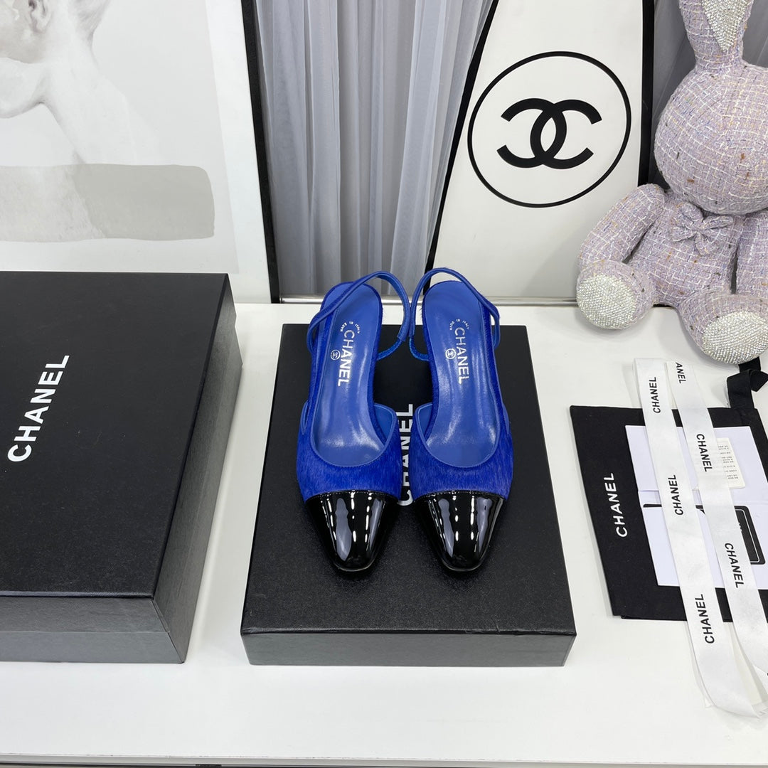 CC Slingback 60mm Dark Blue Lambskin And Horsehair