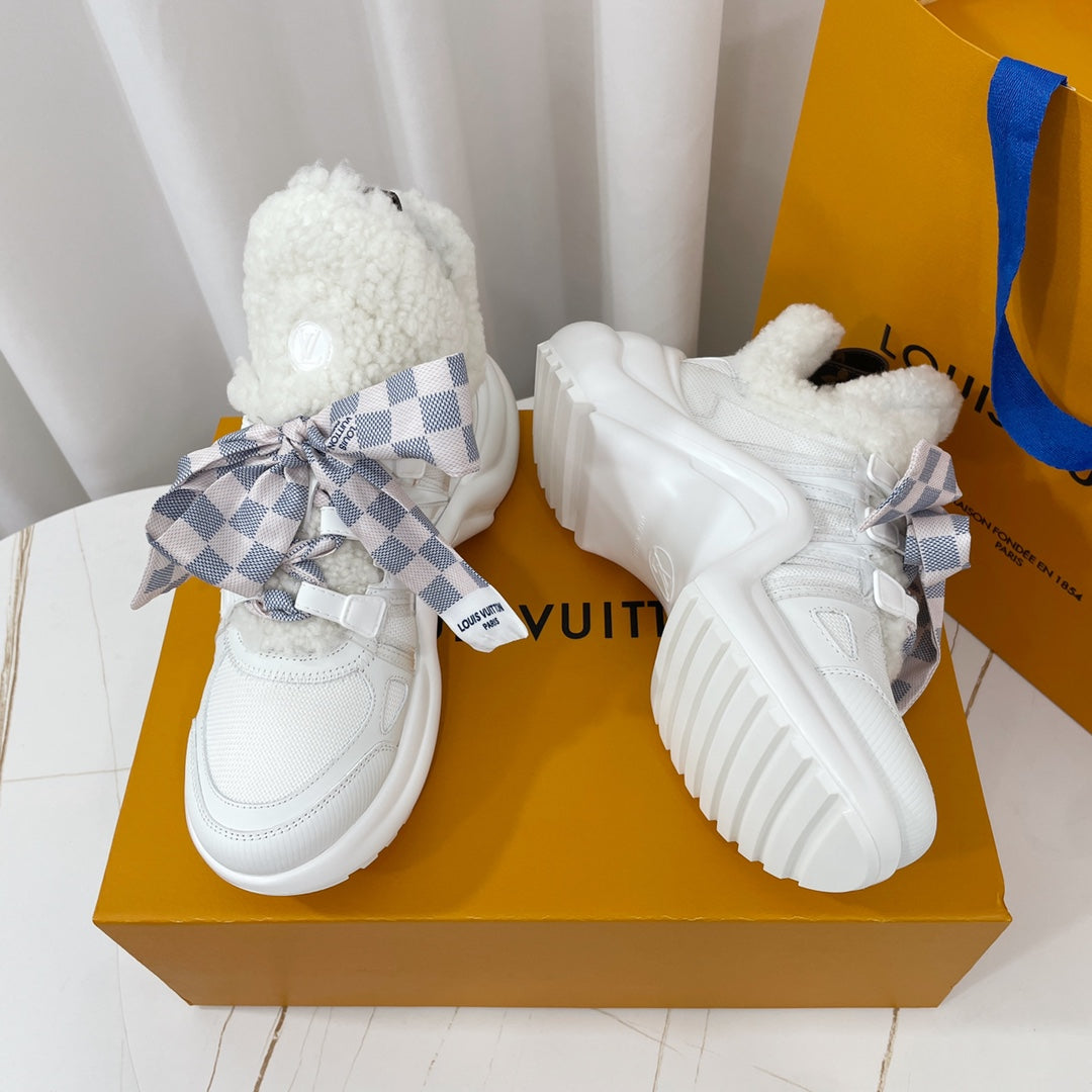 LV Archlight Sneaker White Plaid Bow Tie Lambskin
