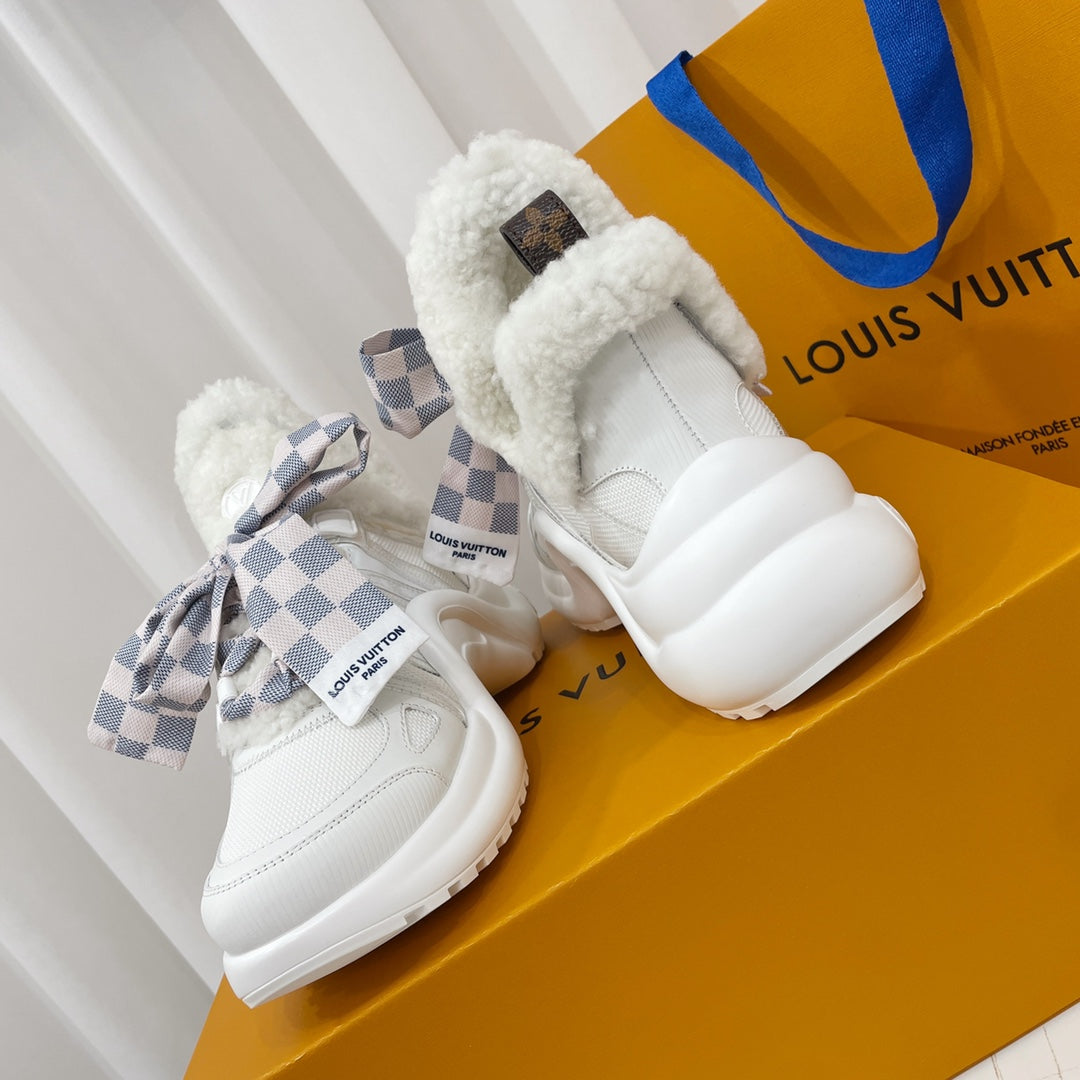 LV Archlight Sneaker White Plaid Bow Tie Lambskin