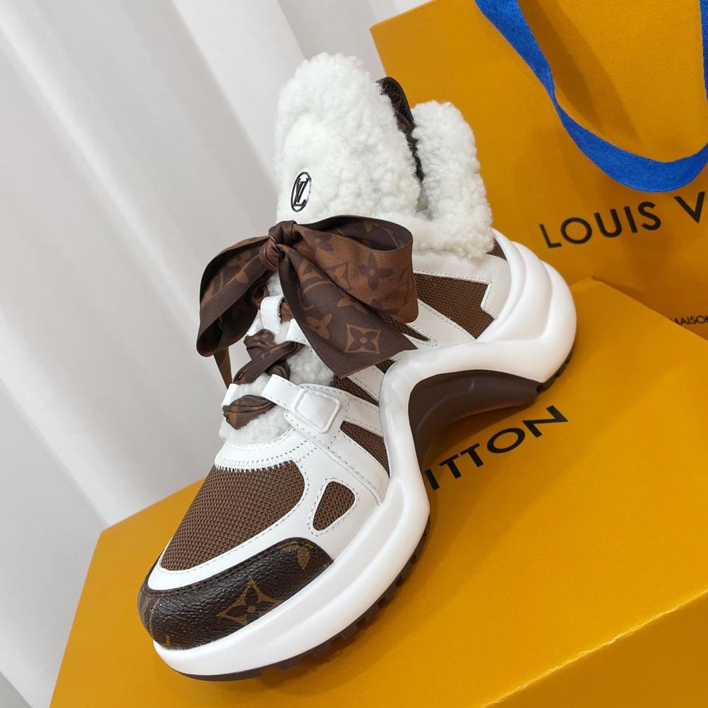 LV Archlight Sneaker White Mix Brown Monogram Bow Tie Lambskin