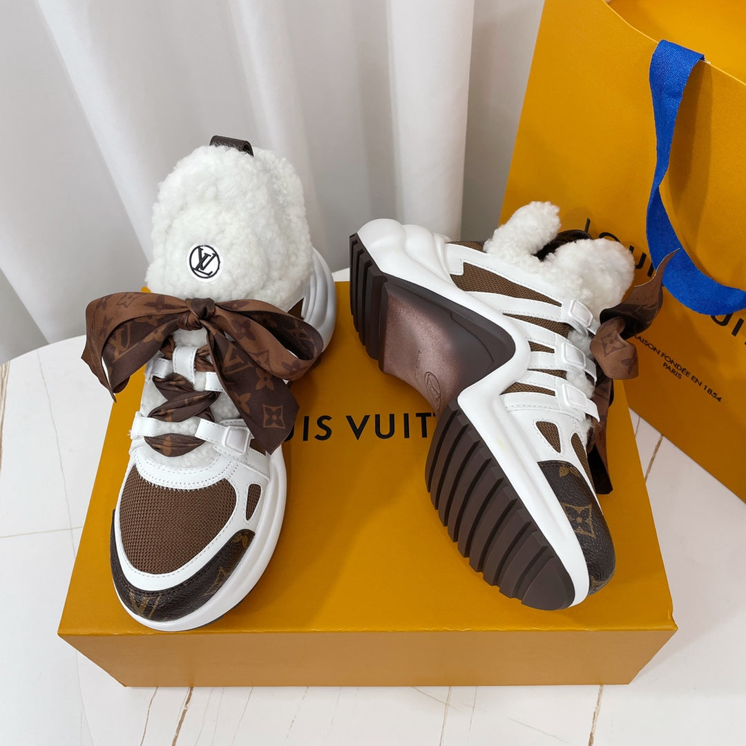 LV Archlight Sneaker White Mix Brown Monogram Bow Tie Lambskin