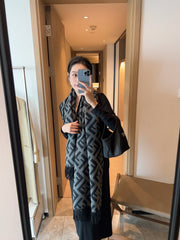 FF Jacquard 180CM Scarf Black Gray Wool
