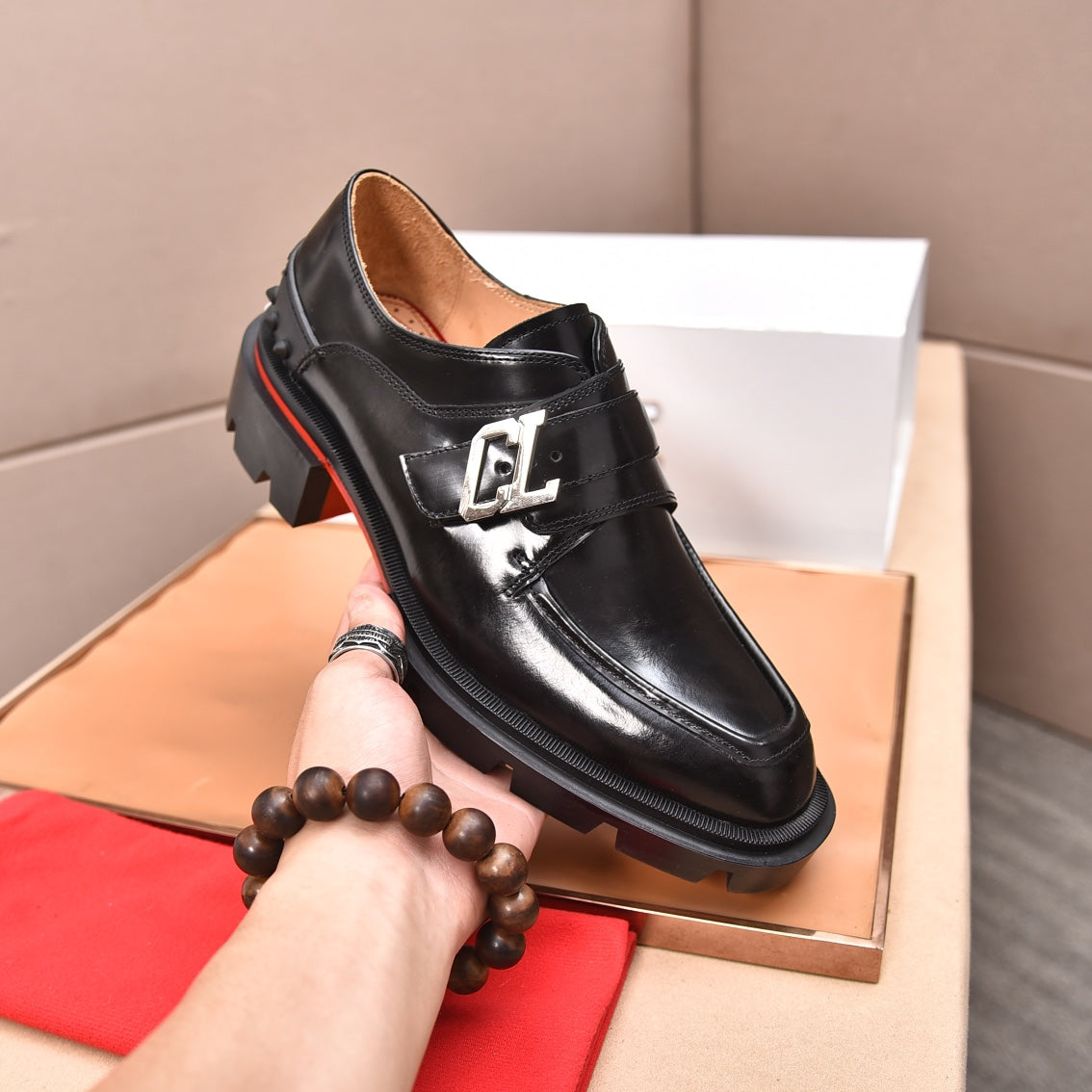 cl our georges loafer black patent calfskin